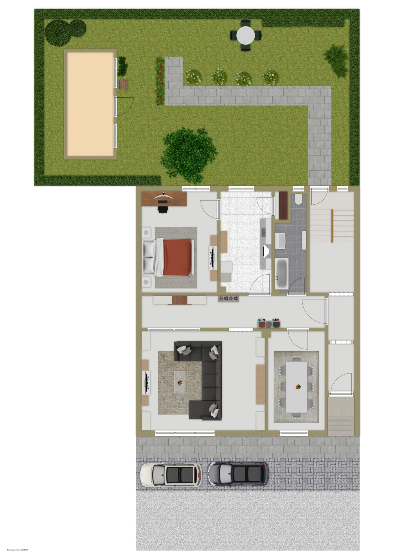 Erdgeschoss und Außenbereich